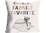 Dekokissen QUEENCE "»Family Favorite«", bunt (bunt, bedruckt), B:40cm L:40cm, Baumwolle, Dekokissen_Sitzkissen_Kissenhüllen, Kissenhülle ohne Füllung, 1 Stück