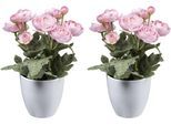 Kunstblume CREATIV GREEN "Ranunkel", gelb (rosa), H:20cm Ø:15cm, Polyester, Kunstpflanzen