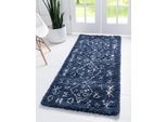 Hochflor-Läufer "Temara Shag, LAGERRÄUMUNG", blau (marineblau, elfenbeinfarben), B:79cm H:51mm L:183cm, Polypropylen (PP), MYFLAIR MÖBEL & ACCESSOIRES, Teppiche, Teppich-Läufer, gewebt, Scandi Design, ideal im Flur & Schlafzimmer