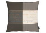Dekokissen APELT "Tarent", braun (braun, schwarz, weiß, schriftzüge), B:46cm L:46cm, Kunstfaser, Leinen, Polyester, Dekokissen_Sitzkissen_Kissenhüllen, Kissenhülle ohne Füllung, 1 Stück