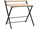 Computertisch INOSIGN "SULBY, Laptoptisch, Schreibtisch, mit Ablage", braun (eichefarben, schwarz, eichefarben), B:86,5cm H:82,5cm T:67cm, Tische, Metallgestell, zusammenklappbar, platzsparend, max. 86,5x82,5 cm