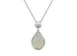 Kette mit Anhänger ZEEME "Silber 925 rhodiniert 42+5cm Perlmutt weiß Topas blau", weiß, Halsketten, Damen, 42+5cm, Silber 925 (Sterlingsilber), L: 47 B: 12mm, glänzend, B:12mm