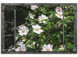 Leinwandbild ARTLAND "Fensterblick - Wildrosen", weiß (farbe bild(er): weiß), B:90cm H:60cm T:1,8cm, Canvas, Leinwand, Bilder, auf Keilrahmen gespannt