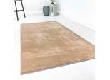 Teppich HOMIE LIVING "Lago", beige, B:80cm H:19mm L:150cm, Polyester, Teppiche, Teppich, Kurzflor, Uni Farben, ideal im Wohnzimmer & Schlafzimmer