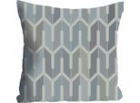 Dekokissen QUEENCE "Grey", grau (grau, blau, gemustert), B:40cm L:40cm, Polyester, Dekokissen_Sitzkissen_Kissenhüllen, mit grafischem Muster, Kissenhülle ohne Füllung, 1 Stück