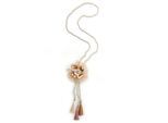 Lange Kette "Sigrun", Damen, Gr. onesize, Glas, beige, COLLEZIONE ALESSANDRO, Basic, Halsketten, mit großer Blüte