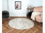 Teppich "My Life", beige (creme, hellgrau, weiß), B:120cm H:10mm L:120cm Ø:120cm, Polyester, MYFLAIR MÖBEL & ACCESSOIRES, Teppiche, Teppich, Kurzflor, Retro-Style, besonders weich durch Microfaser