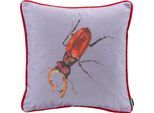 Dekokissen H.O.C.K. "Hirschkäfer", bunt (bunt, bedruckt), B:45cm H:10cm L:45cm, Polyacryl (dralon), Dekokissen_Sitzkissen_Kissenhüllen, changierender Samt, Kissenhülle mit Füllung, 1 Stück