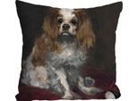 Dekokissen QUEENCE "»Hund«", bunt (bunt, bedruckt), B:40cm L:40cm, Polyester, Dekokissen_Sitzkissen_Kissenhüllen, Kissenhülle ohne Füllung, 1 Stück