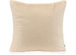 Dekokissen H.O.C.K. "Plushy", beige (natur, naturweiß, unifarben), B:45cm H:10cm L:45cm, Obermaterial: 100% Polyester. Füllung: 100% Polyester, Dekokissen_Sitzkissen_Kissenhüllen, samtweich, kuschelig, inkl. Füllung, Bezug mit Reißverschluss