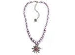 Collier ALLGÄU REBELL "Elenia", Damen, Gr. onesize, Glas, lila (violett), Basic, Halsketten Collier, mit Edelweiß Anhänger