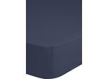 Spannbettlaken HIP "Hip in Gr. 90x200, 140x200 oder 180x200 cm", blau (dunkelblau), B:100cm L:200cm, Satin, Obermaterial: 100% Baumwolle, Laken, 100% Baumwolle, Mako-Satin, Rundumgummi, bis 25 cm Höhe
