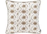 Dekokissen H.O.C.K. "Badu Batik Saphire Outdoor", beige (natur, beige, gemustert), B:50cm H:5cm L:50cm, Polyacryl (dralon), Dekokissen_Sitzkissen_Kissenhüllen, mit Keder, Kissenhülle mit Füllung, 1 Stück