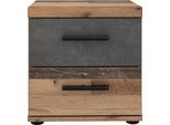 Nachtkonsole FORTE "Winnie", grau (old wood vintage, betonoptik dunkel grau), B:37,6cm H:38,6cm T:34,7cm, Sideboards, Nachtkonsole