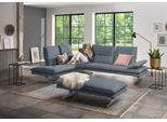 Ecksofa W.SCHILLIG "broadway, Designsofa, mit tollem Sitzkomfort, L-Form", blau (blau z69), B:284cm H:94cm T:224cm, Longlife Xtra-Leder Z69: Das feinnarbige, gedeckte Softleder Z69 besticht durch seine außergewöhnliche Weichheit im trendigen »Vintage-Look«, Hautstärke 0, 9 - 1, 1 mm, Sofas, Ecksofa, Sitztiefenverstellung, Kopfteil- & Seitenteilverstellung, Breite 284cm