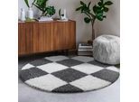 Hochflor-Teppich SANAT "Milano 1250", grau, H:30mm Ø:200cm, Kunstfaser, Teppiche, Hochflor, Wohnzimmer, Schlafzimmer, fussbodenheizungsgeeignet