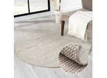 Teppich "Ava", beige (beige, weiß), B:120cm H:7mm L:120cm Ø:120cm, Polyester, MYFLAIR MÖBEL & ACCESSOIRES, Teppiche, Teppich, Uni Farben, meliert, Sisal-Optik, auch in rechteckig erhältlich