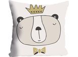 Dekokissen QUEENCE "»King«", bunt (bunt, bedruckt), B:40cm L:40cm, Baumwolle, Dekokissen_Sitzkissen_Kissenhüllen, Kissenhülle ohne Füllung, 1 Stück