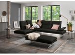 Ecksofa W.SCHILLIG "broadway, Designsofa, mit tollem Sitzkomfort, L-Form", schwarz (schwarz z59), B:284cm H:94cm T:224cm, Longlife Xtra-Leder Z59: Glattleder mit modischer Prägung. Hautstärke 0, 9 - 1, 1 mm, Sofas, Ecksofa, Sitztiefenverstellung, Kopfteil- & Seitenteilverstellung, Breite 284cm
