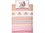 Kinderbettwäsche ADELHEID "Zuckersüß Eichhörnchen", rosa, B/L: 100cm x 135cm, 1 Stk., 1 Stk., Biber, B/L: 40cm x 65cm, Biber, Obermaterial: 100% Baumwolle, Bettwäsche, abgepasstes Kissen mit Eichhörnchen