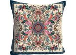 Dekokissen QUEENCE "Ornament", bunt (bunt, ornamente bedruckt geblümt), B:40cm L:40cm, Polyester, Dekokissen_Sitzkissen_Kissenhüllen, Kissenhülle ohne Füllung, 1 Stück
