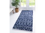 Hochflor-Läufer "Temara Shag, LAGERRÄUMUNG", blau (marineblau, elfenbeinfarben), B:79cm H:51mm L:305cm, Polypropylen (PP), MYFLAIR MÖBEL & ACCESSOIRES, Teppiche, Teppich-Läufer, gewebt, Scandi Design, ideal im Flur & Schlafzimmer
