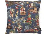 Dekokissen APELT "5824", blau (blau, bedruckt), B:48cm L:48cm, Baumwolle, Polyester, Dekokissen_Sitzkissen_Kissenhüllen