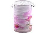 Wäschekorb SANILO "Blooming", rosa (rosa, pink), H:55cm Ø:37cm, Polyester, Wäschesammler, Wäschekorb