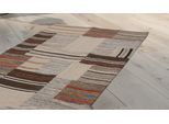 Teppich KAYOOM "Radical 220", beige (natur), B:80cm H:15mm L:150cm, Wolle, Teppiche, Teppich, Handgewebter Jacquard-Kilim, hochwertige Materialmischung