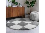 Hochflor-Teppich SANAT "Milano 1250", grau (hellgrau), H:30mm Ø:200cm, Kunstfaser, Teppiche, Hochflor, Wohnzimmer, Schlafzimmer, fussbodenheizungsgeeignet