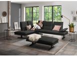 Ecksofa W.SCHILLIG "broadway, Designsofa, toller Sitzkomfort, zeitlos, elegant, L-Form", grau (graphit z59), B:284cm H:94cm T:224cm, Longlife Xtra-Leder Z59: Glattleder mit modischer Prägung. Hautstärke 0, 9 - 1, 1 mm, Sofas, Ecksofa, Sitztiefenverstellung, Kopfteil- & Seitenteilverstellung, Breite 284cm