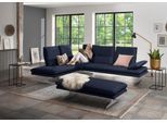 Ecksofa W.SCHILLIG "broadway, Designsofa, mit tollem Sitzkomfort, L-Form", blau (blau z59), B:284cm H:94cm T:224cm, Longlife Xtra-Leder Z59: Glattleder mit modischer Prägung. Hautstärke 0, 9 - 1, 1 mm, Sofas, Ecksofa, Sitztiefenverstellung, Kopfteil- & Seitenteilverstellung, Breite 284cm