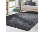 Hochflor-Teppich ANDIAMO "Chicago", grau (anthrazit), B:60cm H:40mm L:110cm, Obermaterial: 100% Polypropylen, Teppiche, Uni Farben, weich & kuschelig, ideal im Wohnzimmer & Schlafzimmer
