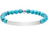 Armband "Schmuck Geschenk flexibles Armband", blau (edelstahlfarben, blau, blau), ANISTON JEWELRY & WATCHES, Armbänder, Damen, 15,5cm, Edelstahl, Armband, mit Aventurin oder Türkis-Imitat