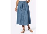 Jeansrock CLASSIC BASICS, Damen, Gr. 24, blau (blau, bleached), 100% Baumwolle, unifarben, wadenlang, Röcke Jeansrock