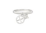 Fingerring CAÏ "925 Silber rhodiniert Anhänger Cut-outs" Gr. 18, weiß, Fingerringe, Damen, 056 (17,8), Silber 925 (Sterlingsilber), Fingerring