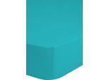 Spannbettlaken GOOD MORNING "Jersey Spannbettlaken", blau (aqua), B:180cm L:220cm, Jersey, Obermaterial: 100% Baumwolle, Bettlaken, Spannbettlaken, 100% Baumwolle, Jersey, Rundumgummi, bis 25 cm höhe, 90/100x200, Weiß
