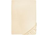Spannbettlaken BIBERNA "Conny", beige (champagner), 1 Stk., Jersey-Elasthan, 90-100x190-220 40cm, Jersey-Elasthan, Obermaterial: 95% Baumwolle, 5% Elasthan, Bettlaken, Spannbettlaken, hochwertiges Jersey-Elasthan geeignet für Wasser- und Boxspringbetten