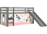 Spielbett VIPACK "Pino, Kiefer massiv, mit Rolllattenrost u. Textil-Set, Made in Europe", grau, B:218cm H:114cm L:210cm, Betten, verschiedene Textil-Designs und Holzfarben zur Wahl