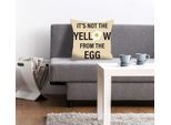 Dekokissen QUEENCE "IT'S NOT THE YELLOW FROM THE EGG", grau (grau, gelb, bedruckt), B:40cm L:40cm, Polyester, Dekokissen_Sitzkissen_Kissenhüllen, Kissenhülle,It's not the yellow from the egg,Spruch,Witzig,Englisch