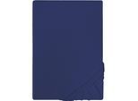 Spannbettlaken "Jersey in Gr. 90x200, 140x200 oder 180x200 cm", blau (dunkelblau), B:120cm L:200cm, Jersey, Obermaterial: 100% Baumwolle, CASTELL - MARKENBETTWÄSCHE, Bettlaken, Spannbettlaken, aus Baumwolle, für Matratzen bis 22 cm Höhe, Bettlaken, Spannbetttuch