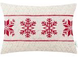 Dekokissen TOM TAILOR HOME "Scandi Snowflake" Gr. 1, rot (natur, champagner, beige, gemustert), B:40cm L:60cm, Baumwolle, Dekokissen_Sitzkissen_Kissenhüllen, Kissenhülle ohne Füllung, 1 Stück
