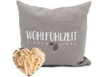 Zirbenkissen HERBALIND "Zirbenkissen, Entspannung und Wohlfühlen", grau (taupe), B:40cm L:40cm, Baumwolle, Funktionskissen, Gefüllt mit hochwertigen Zirbenholzflocken, Made in Germany