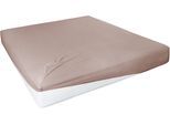Spannbettlaken PRIMERA "Elasthan-Feinjersey", braun (hellbraun), 1 Stk., Jersey-Elasthan, 180-200x200-220 28cm, Jersey-Elasthan, Obermaterial: 95% Baumwolle, 5% Elasthan, Bettlaken, Spannbettlaken, PREMIUM, aus 95% gekämmter Baumwolle und 5% Elasthan, bis 28 cm Höhe