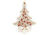 Fensterbild "Weihnachtsbaum" Gr. 1, gold (goldfarben, grün, rot), B:24cm H:37cm, Polyester, W. REUTER & SOHN - PLAUENER SPITZE, Fensterbilder, Made in Germany