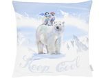 Kissenhülle APELT "Felix", blau (hellblau), B:46cm L:46cm, Polyester, Baumwolle, Polyester, Baumwolle, Kissenbezüge