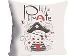 Dekokissen QUEENCE "»Little Pirate«", bunt (bunt, bedruckt), B:40cm L:40cm, Polyester, Dekokissen_Sitzkissen_Kissenhüllen, Kissenhülle ohne Füllung, 1 Stück