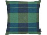 Dekokissen APELT "Nebraska", blau (petrol, kariert), B:45cm L:45cm, Kunstfaser, Polyester, Wolle, Dekokissen_Sitzkissen_Kissenhüllen, Kissenhülle mit Füllung, 1 Stück