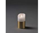 LED-Kerze KONSTSMIDE "Weihnachtsdeko", weiß (weiß, messingfarben), B:7,5cm H:13,5cm T:7,5cm Ø:7,5cm, Kerzen, LED Echtwachskerze, weiß, mit messingfarbener Banderole