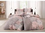 Bettwäsche HOME AFFAIRE "Susan in Gr. 135x200 oder 155x220 cm", rosa (rosa, grau), B/L: 155cm x 220cm, Linon, B/L: 80cm x 80cm, Linon, Obermaterial: 100% Baumwolle, Bettwäsche, in verschiedenen Qualitäten, romantische Bettwäsche mit Blumen